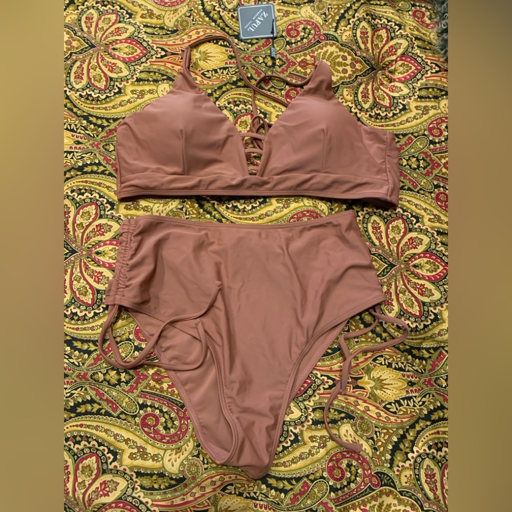 Zaful Cocoa Brown Bikini size Large NWT